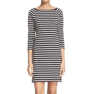 Theory | Lesnoy Stripe Cotton Cashmere Black White Dress Large Stretchy